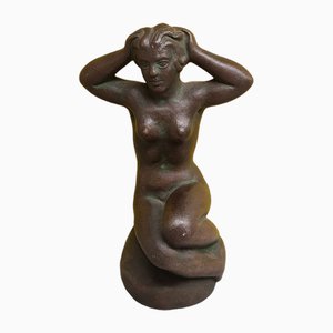 Statuetta sirena vintage di L. Hjorth, Danimarca, anni '50
