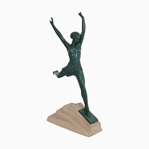 Vintage Art Deco Skulptur Olympia aus Bronze von Pierre Le Faguays für Max Le Verrier, 1920er