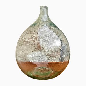 Französische Vintage Glasflasche Glasballon Vase, 1960er
