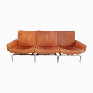 Sofa in Patinated Cognac Leather by Jørgen Høj for Niels Vitsøe, Denmark, 1960s