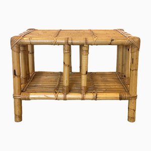 Mesa de bambú de mimbre, años 70