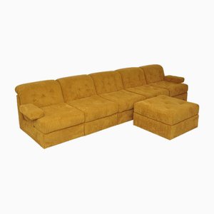 Yellow Corduroy Modular Sofa, 1970s, Set of 6