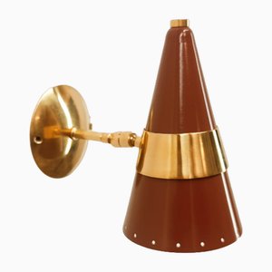 Verstellbare Kegel-Wandlampe in Kastanienbraun & Gold