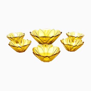 Art Deco Glass Bowls from Moser, Former Czechoslovakia, 1930s, Set of 7
