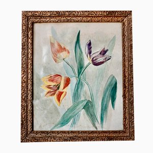 Tulipanes, Francia, años 40, vidrio y madera y papel