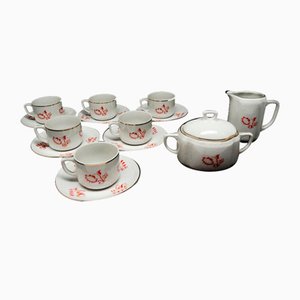Art Deco Coffee Cups and Saucers from Ćmielów Factory, Poland, 1930s, Set of 14