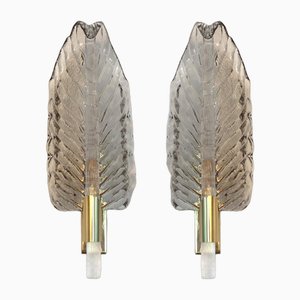 Gray Leaf Murano Glass Wall Sconce by Simoeng, Set of 2