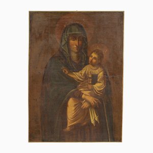 Artista italiano, Virgen y Niño, 1630, óleo sobre lienzo, enmarcado