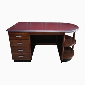 Bureau Vintage Art Déco en Bois et Skaï, 1960s