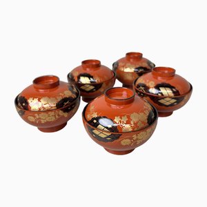 Scodelle per riso in ceramica, Giappone, anni '60, set di 5