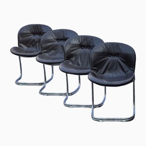 Quattro sedie Sabrina in pelle di Gastone Rinaldi per Rima, anni '70, set di 4