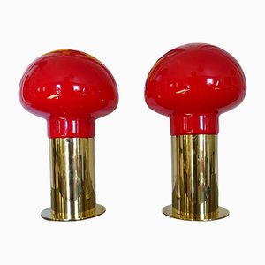 Table Lamps in Brass and Glass from Peill & Putzler, 1970s, Set of 2