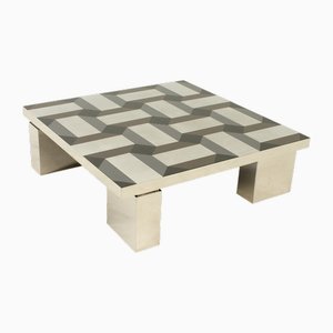 Coffee Table with Geometric Pattern Top, Italy, 1970s