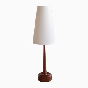 Tall Table Lamp in Teak Wood with Cone Shade from Tranås Stilarmatur, Sweden, 1960s