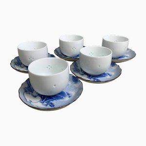 Set da tè Arita in porcellana, Giappone, anni '80, set di 10