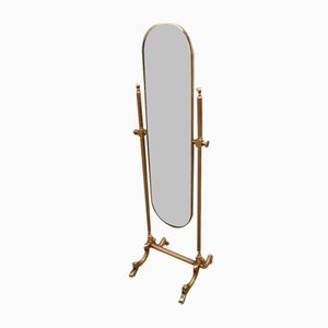 Basque Bedroom Mirror in Solid Brass, Italy, 1950s
