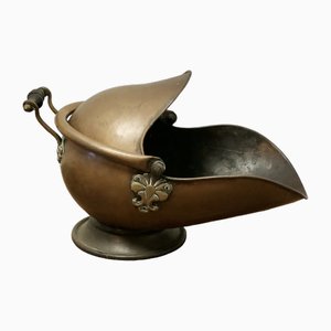Balde de carbón victoriano de casco de cobre