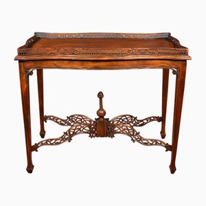 English Chippendale Revival Mahogany Ornate Table, 1980s