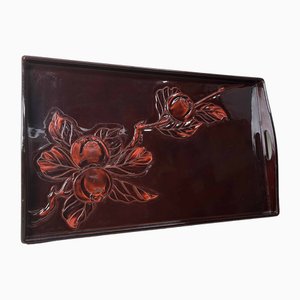 Early Shōwa Era Lacquered Carved Wood Tray, Japan, 1920s