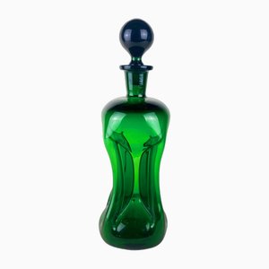 Bottiglia da liquore in cristallo verde, anni '70