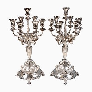 7-Flame Silver Candelabras with Dolphins from Wilkens & Sons Germany, 1877, Set of 2