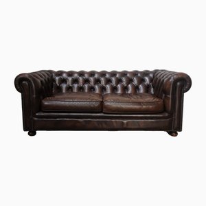 Braunes Vintage Chesterfield Sofa mit 2 Sitzen