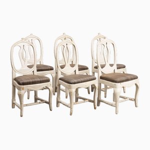 Swedish Painted Provincial Gustavian Chairs, 1800s, Set of 6