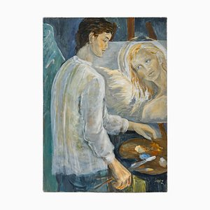 Evelyne Luez, Le Peintre à son Chevalet, óleo sobre lienzo