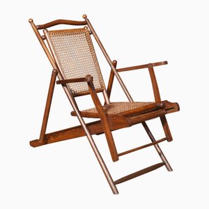 Walnut Framed Folding Steamer Deck Chair, 1890s