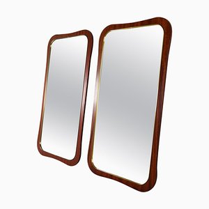 Miroirs Mid-Century Moderne en Bois et Laiton, Suède, 1950s, Set de 2