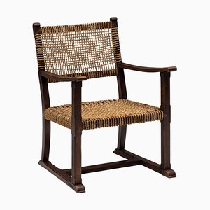 Armchair in Wood and Rope, France, 1930s