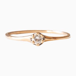 Vintage 14k Yellow Gold Solitaire with Brilliant Cut Diamond