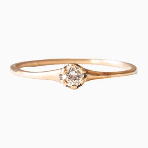 Vintage Solitär aus 14 Karat Gelbgold mit Diamant im Brillantschliff