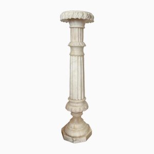 Pedestal vintage de mármol blanco