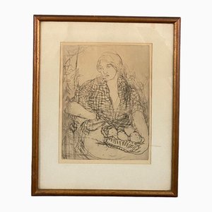Edmond Aman Jean, La mujer de la cesta, década de 1890, Litografía