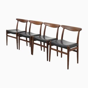 Model W2 Dining Chairs by Hans Wegner, Set of 4