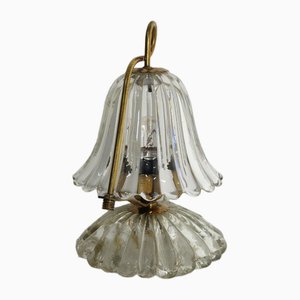 Lámpara de mesa de cristal de Murano y latón de Barovier & Toso, Italia, años 40