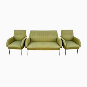 2-Seater Sofa Set and Armchairs, Italy, 1950s, Set of 3
