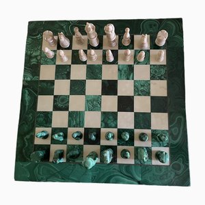 Chess Board in Malachite, Set of 33