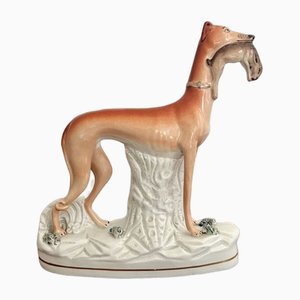 Large Antique Victorian Staffordshire Greyhound, 1880