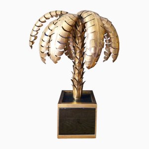 French Palm Tree Toleware Table Lamp in the style of Mason Jansen, 1970s