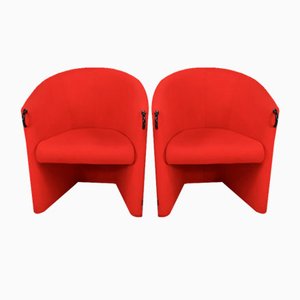 Red Armchairs from Arflex, Italy, 1980, Set of 2