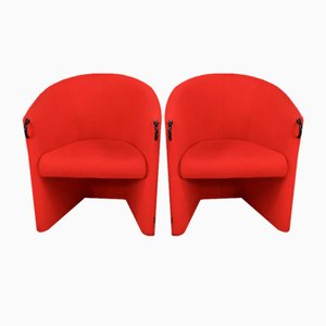 Set of Red Armchairs from Arflex, Italy, 1980