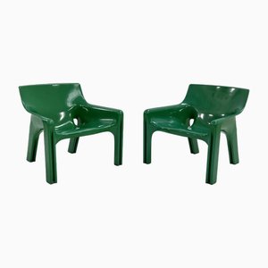 Green Vicario Lounge Chairs by Vico Magistretti for Artemide, 1970s, Set of 2