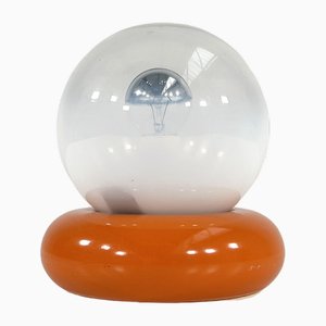 Orange Tischlampe aus Metall & Glas von Luci, 1980er