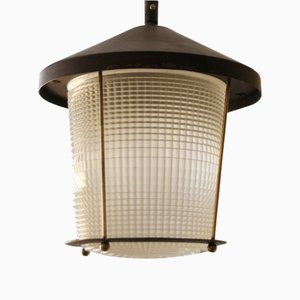 French Lantern Ceiling Light from Holophane, 1940s