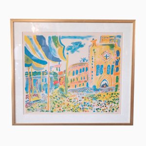 Anders Fogelin, Abstract Composition, Large Color Lithograph, 1977, Framed