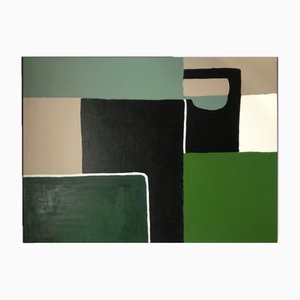 Bodasca, Grüne Abstrakte Komposition, 2020er, Acryl auf Leinwand