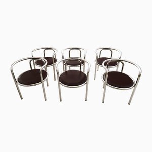 Locus Solus Chairs in Leather and Chrome by Gae Aulenti for Poltronova, 1965, Set of 6