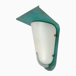 Lámpara de exterior grande de metal, aluminio y vidrio acrílico de Bega, años 50,